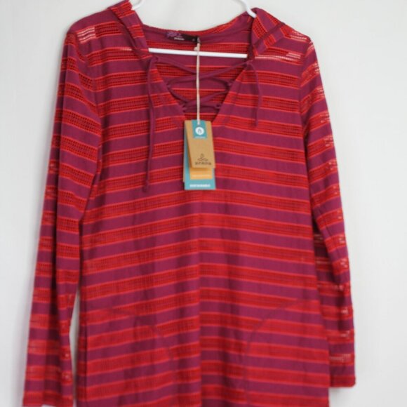 NWT Prana Alexia Beach Swim Coverup Tunic in Deep Pomegranate Size Small - Picture 1 of 12